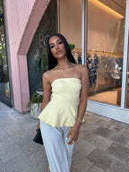 SAINT CLAIRE Épure backless top in soft fabric, featuring a sleek design and open back, perfect for stylish casual wear.