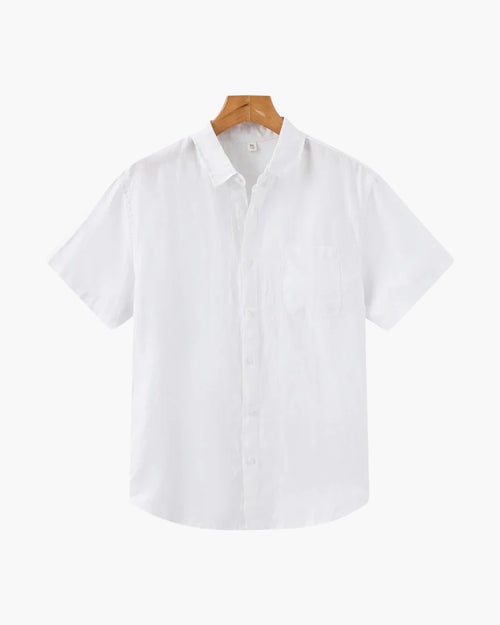 Saint Moritz Santorini Linen Shirt in short sleeve, light and breathable fabric, displayed in a relaxed fit.