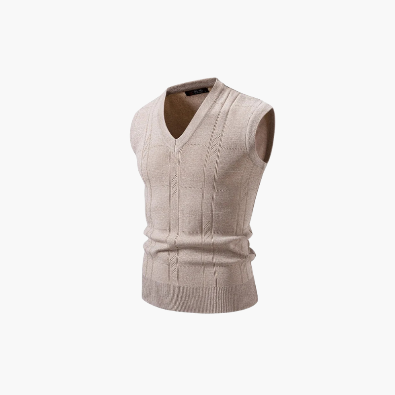 Saint Moritz Windsor sweater vest featuring a classic knit design in neutral tones, perfect for versatile layering.