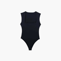SAINT CLAIRE Épure Slim Bodysuit featuring a sleek, fitted design with smooth fabric and a high neckline.