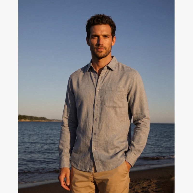 Saint Moritz Bora Bora Resort shirt in 100% linen, featuring a stylish tropical design on a lightweight, comfortable fabric.