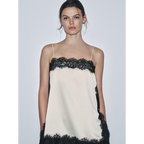 SAINT CLAIRE velour lace camisole featuring delicate lace trim and soft velour fabric, displayed on a neutral background.