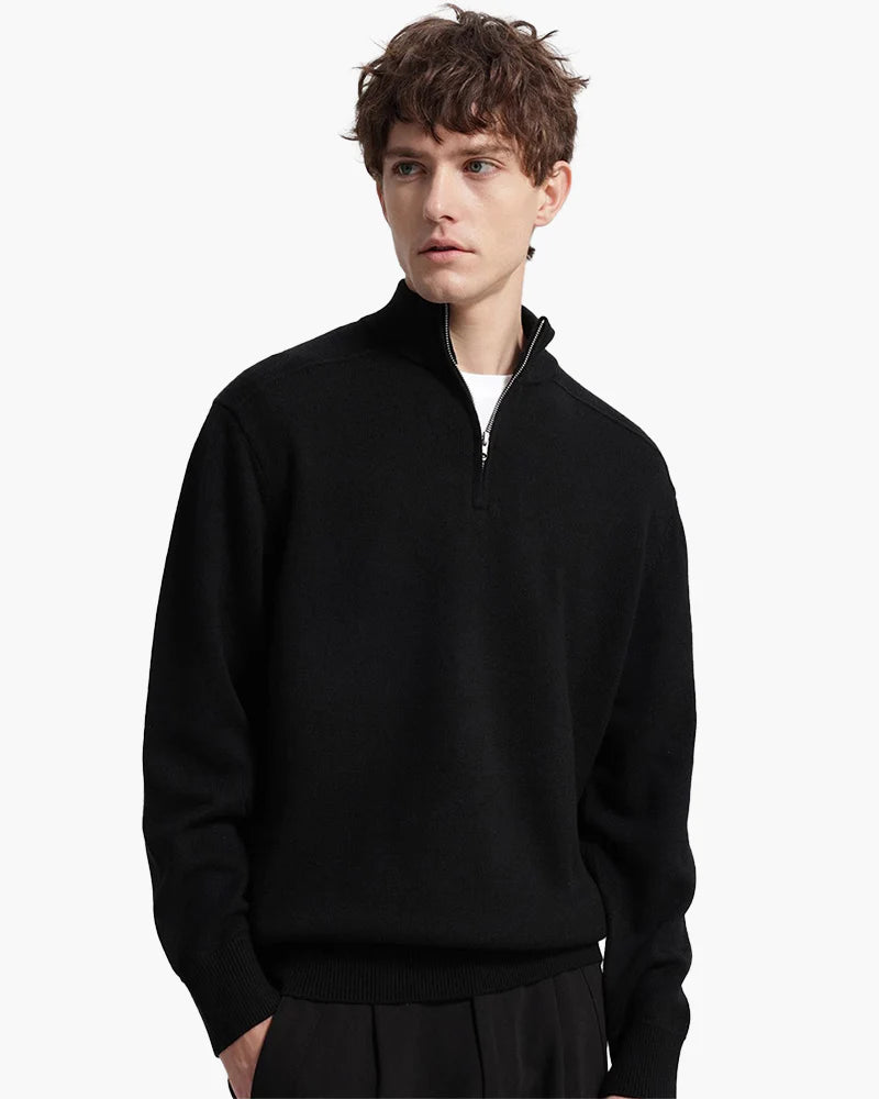 Saint Moritz Essential Winter Pullover in cozy knit fabric, shown in a classic fit with a high crew neckline.