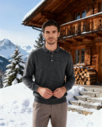 Saint Moritz 100% cashmere Kensington classic polo shirt in navy, featuring a collared design and button placket.