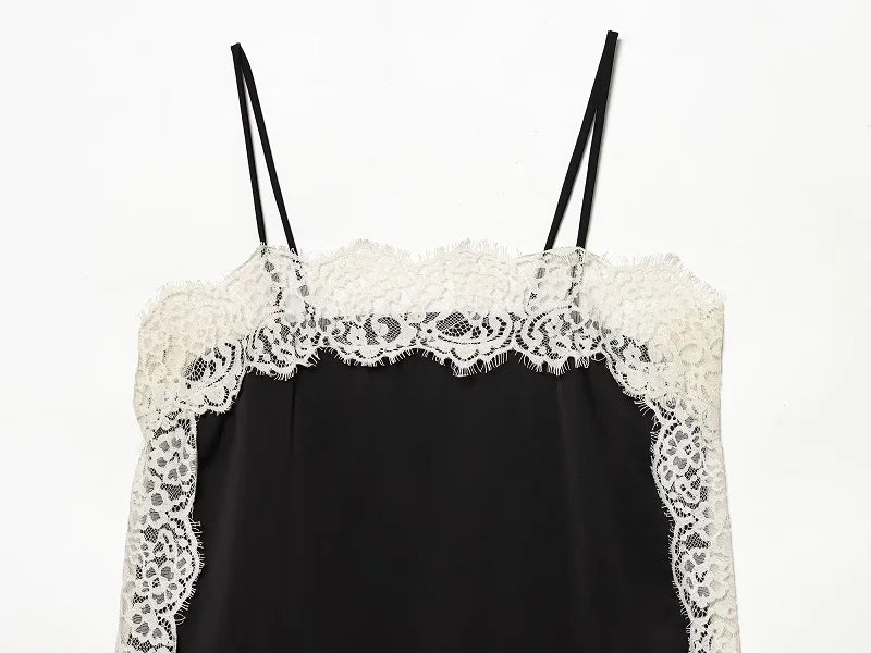 SAINT CLAIRE velour lace camisole featuring delicate lace trim and soft velour fabric, displayed on a neutral background.
