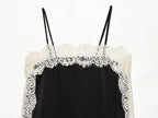 SAINT CLAIRE velour lace camisole featuring delicate lace trim and soft velour fabric, displayed on a neutral background.