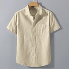 Saint Moritz Marbella stand collar shirt in lightweight fabric, shown in a close-up of the collar and upper chest area.