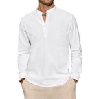 Saint Moritz Marbella stand collar shirt displayed on a hanger, showcasing its stylish collar and fabric details.
