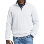 Saint Moritz striped quarter-zip pullover featuring a classic design and comfortable fit, shown on a plain background.