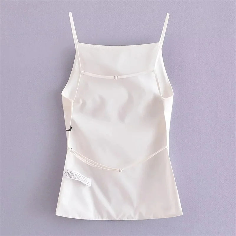SAINT CLAIRE Celeste Cami Top in soft fabric, featuring a sleek neckline and thin straps, perfect for casual or layered looks.