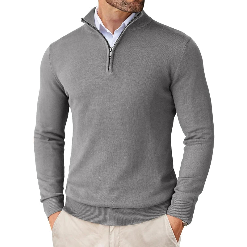 Saint Moritz Essential Winter Pullover in cozy knit fabric, shown in a classic fit with a high neckline and ribbed cuffs.