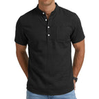 Saint Moritz Positano linen-style shirt in light fabric, displayed on a hanger with a relaxed fit and neutral tones.