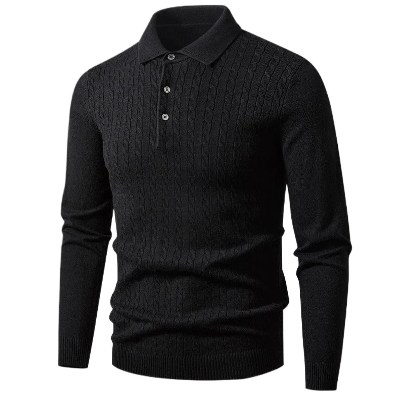 Saint Moritz Oxford Classic Sweater in navy, featuring a ribbed collar and cuffs, displayed on a mannequin.