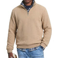 Saint Moritz striped quarter-zip sweater showing its stylish design and colorful horizontal stripes on the front.