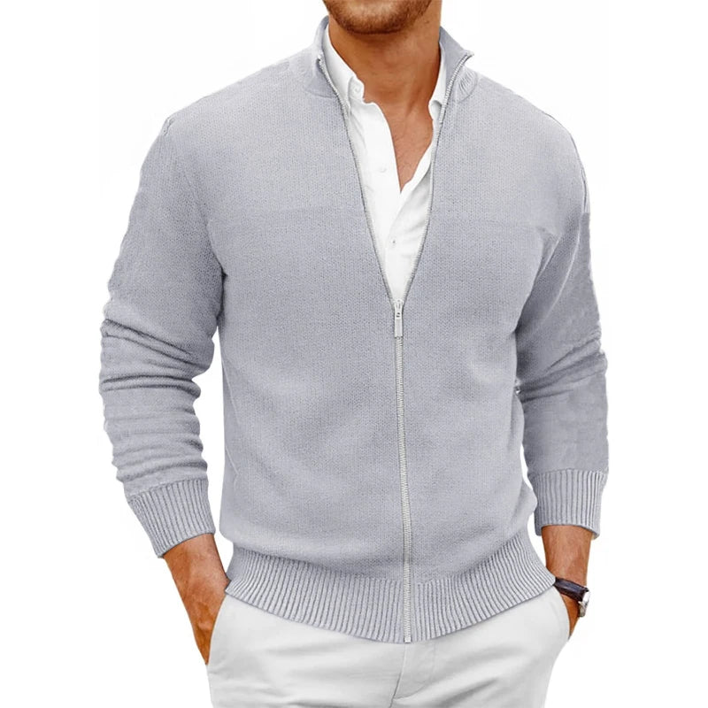 Saint Moritz Mont Blanc zip-up sweater in soft knit fabric, featuring a high collar and stylish fit.
