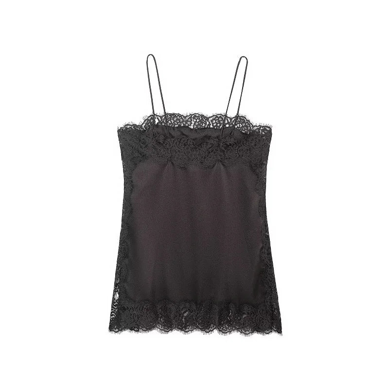 SAINT CLAIRE velour lace camisole featuring delicate lace details and soft velour fabric for a luxurious, feminine look.