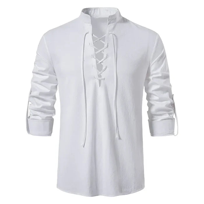 Saint Moritz Valen Heritage Shirt in fabric with a classic collar, button front, and tailored fit, shown in a close-up view.