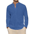 Marbella stand collar shirt by Saint Moritz, shown in a close-up image highlighting the collar and fabric details.