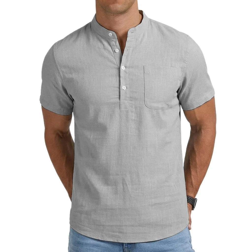 Saint Moritz Positano linen-style shirt in light fabric, displayed flat with collar and buttons visible.