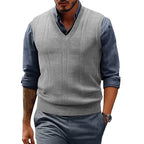 Saint Moritz Windsor sweater vest in navy, featuring a V-neck design and ribbed trim, laid flat on a neutral background.