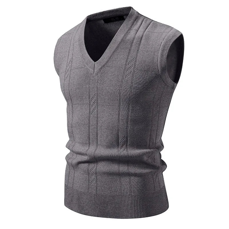 Saint Moritz Windsor sweater vest in navy, featuring ribbed knit pattern and V-neck design, displayed on a neutral background.