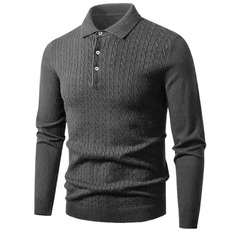 Saint Moritz Oxford Classic Sweater in navy, featuring a crew neck and ribbed cuffs, displayed on a hanger.