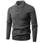 Saint Moritz Oxford Classic Sweater in navy, featuring a crew neck and ribbed cuffs, displayed on a hanger.