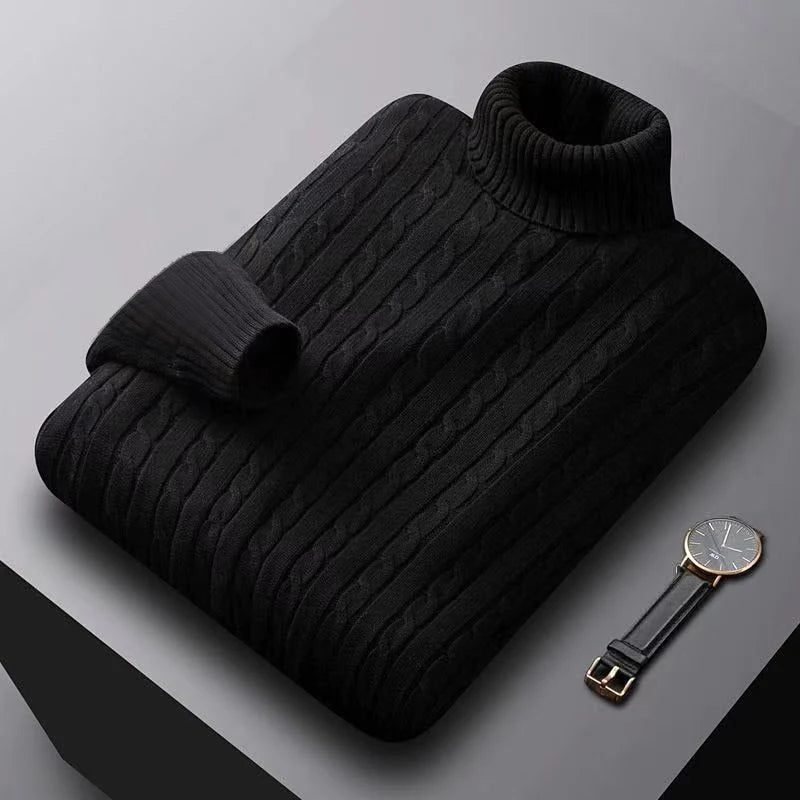 Saint Moritz Zermatt turtleneck cashmere sweater in soft beige, close-up of the cozy knit fabric and high neckline.