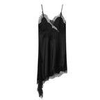 SAINT CLAIRE Selene asymmetrical mini dress in black, featuring a stylish, modern design with unique hemline and fitted silhouette.