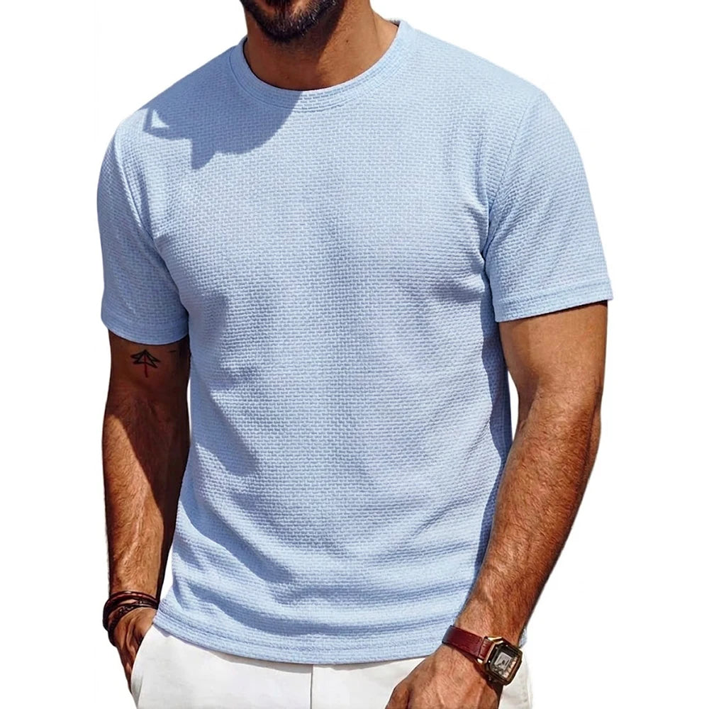 Saint Moritz Capri lightweight cotton tee displayed on a hanger, showcasing its casual fit and soft fabric for everyday wear.