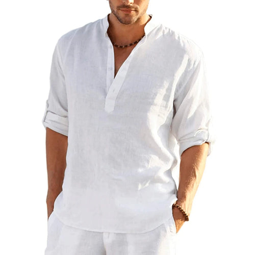 Saint Moritz Monaco stand collar shirt, close-up view showing the collar detail and fabric texture.