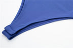 SAINT CLAIRE Épure Slim Bodysuit in black, close-up showing smooth fabric and fitted silhouette for a sleek, modern look.