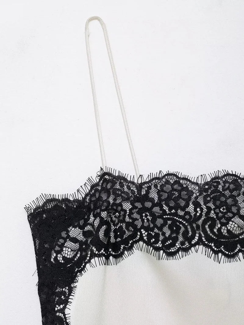 SAINT CLAIRE velour lace camisole featuring delicate lace details and soft velour fabric, shown on a neutral background