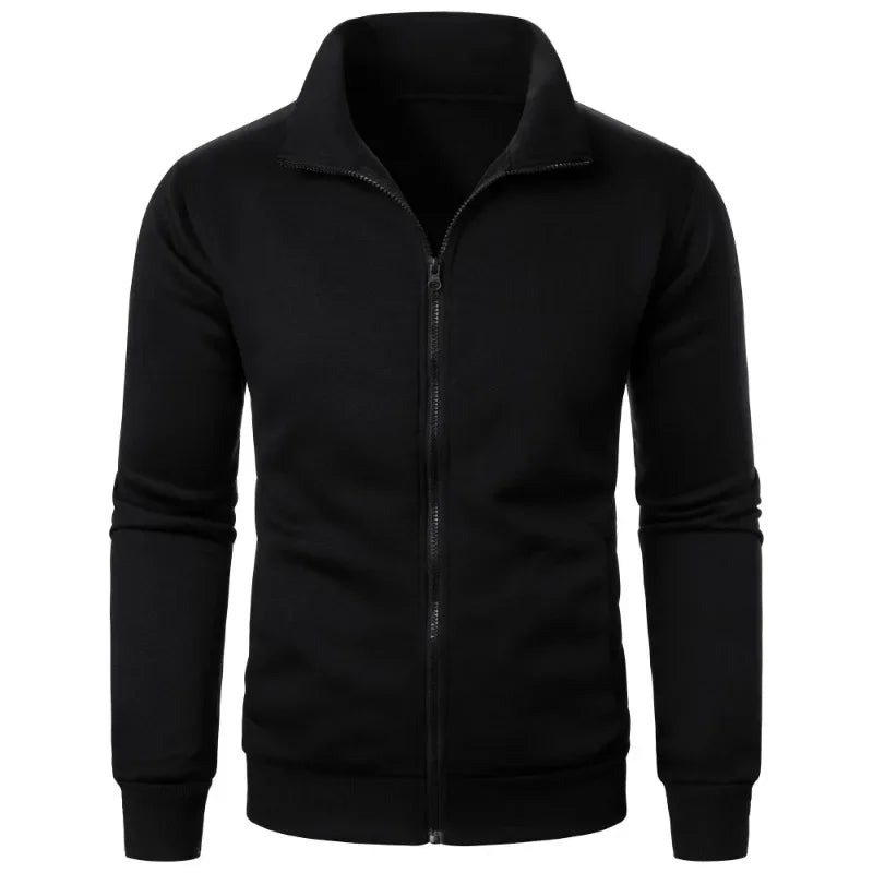 Saint Moritz Alpine zip-up knit jacket displayed in charcoal gray, featuring a cozy collar and front zipper closure.