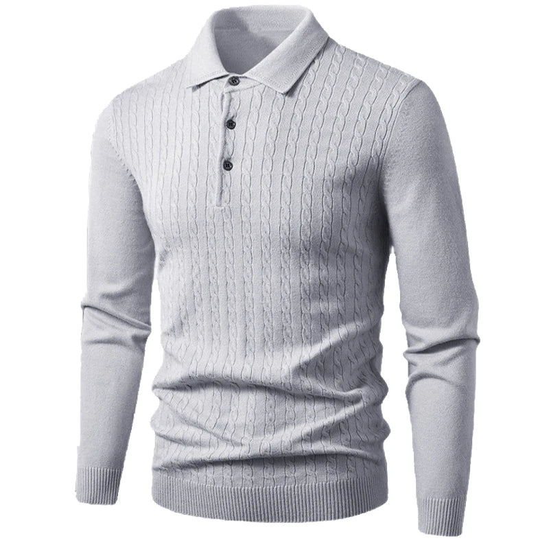 Saint Moritz Oxford Classic Sweater in navy, featuring a crew neck and ribbed cuffs, displayed on a hanger.