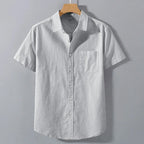 Saint Moritz Marbella stand collar shirt, men's casual button-up in lightweight fabric, shown in a stylish fit with long sleeves.