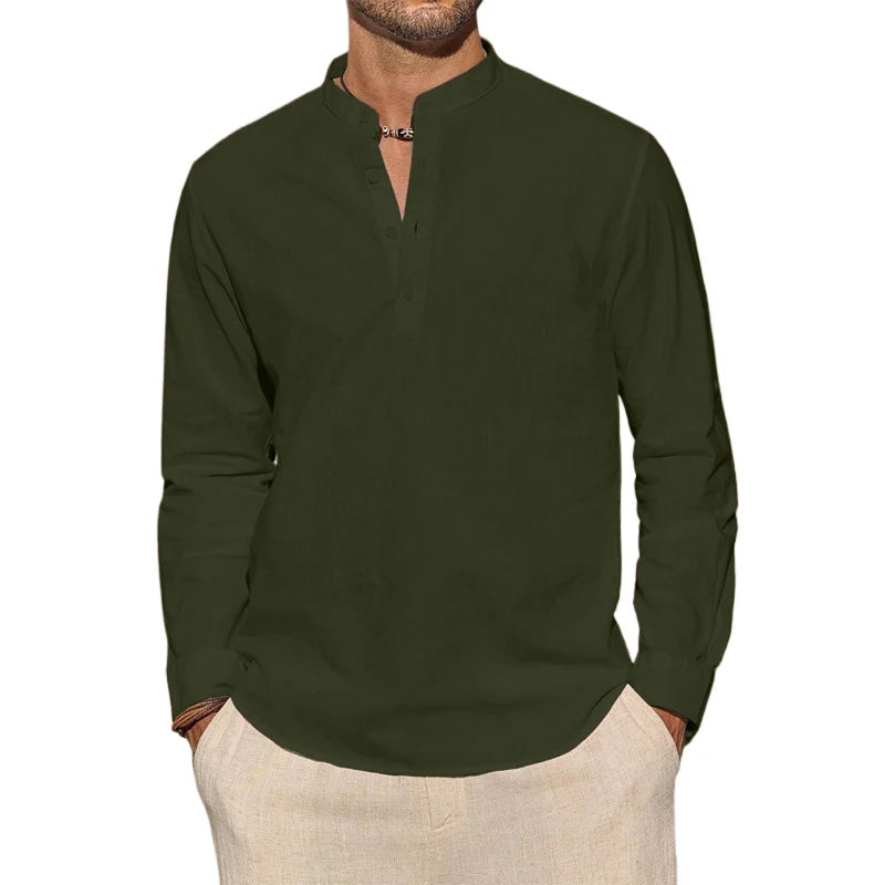 Saint Moritz Marbella stand collar shirt showing a fitted design with long sleeves and a classic collar, in a versatile fabric.