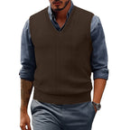 Saint Moritz Windsor sweater vest, classic knit design in neutral color, close-up of fabric texture and V-neck style.