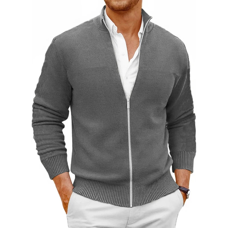 Saint Moritz Mont Blanc zip-up sweater in soft knit fabric, featuring a full-length zipper and ribbed cuffs.