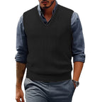 Saint Moritz Windsor sweater vest in navy, featuring a ribbed V-neck design and knit texture.