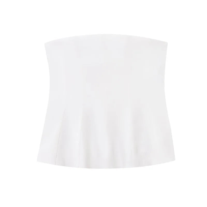 Saint Claire Épure backless top in soft fabric, featuring a stylish open back and fitted silhouette for a modern, elegant look.